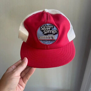 Vintage Silver Springs Florida Hat Cap Red White Trucker Mesh USA Snapback